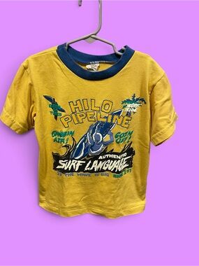 Cute kids surf vintage 80s ringer t-shirt pipeline broken in Hilo